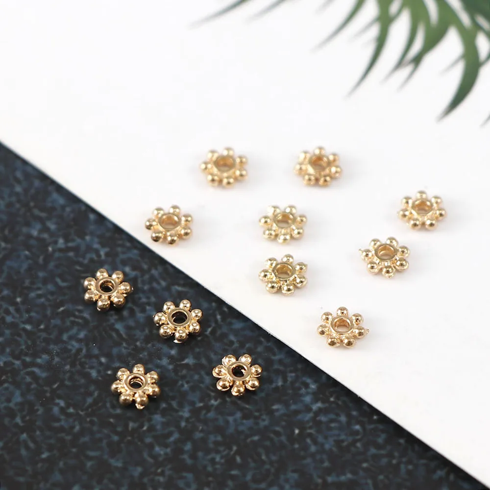 4 мм 100 шт. блестящие винтажные металлические полые золотые бусины разделители в