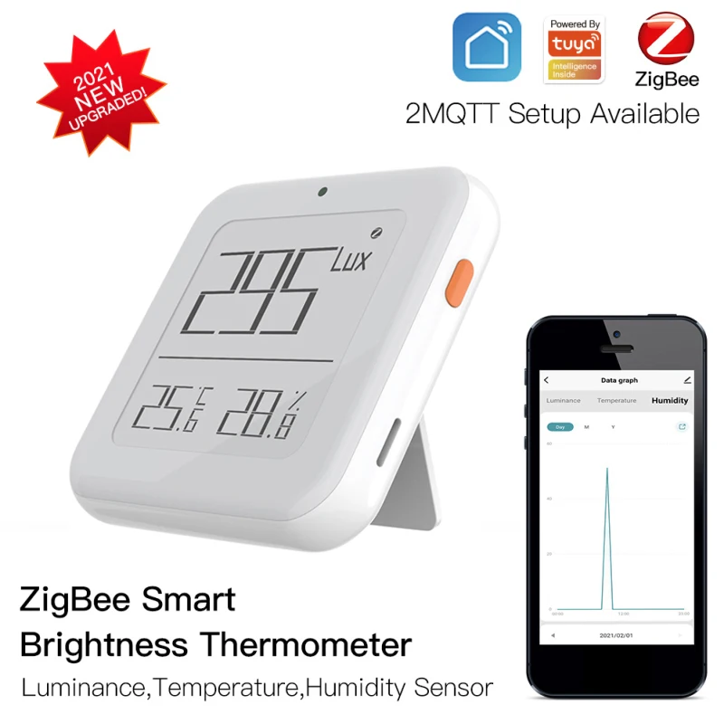 

Датчик температуры и влажности для умного дома Tuya ZigBee с интеллектуальной яркостью и светочувствительностью в реальном времени с приложением Smart Life