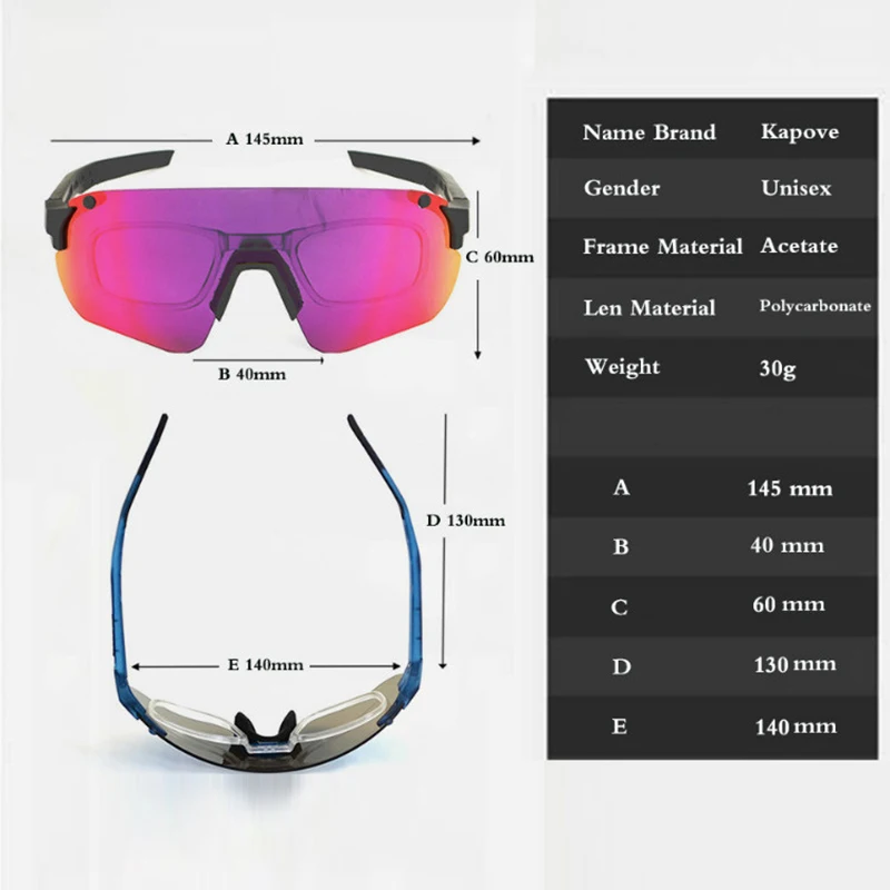 

2021 Kapvoe New Polarized Bike Glasses UV400 Sport Cycling Sunglasses For Men Women MTB Running Goggles Bicycle Eyewear 4 Lenses