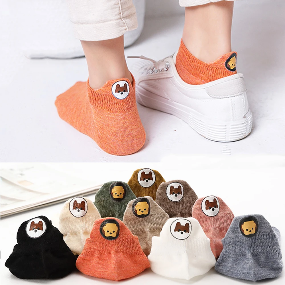 

5 Pairs Fashion Socks Woman New Spring Summer Ankle Girls Cotton Color Novelty Women Girl Cute Heart Casual Funny Sock
