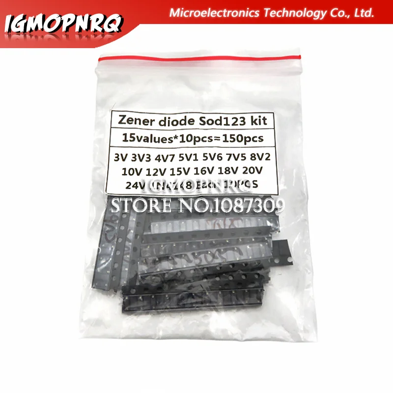 

15 значений * 10 шт = 150 шт набор SOD-123 1206 0,5 Вт Зенер диод SMD посылка igmopnrq