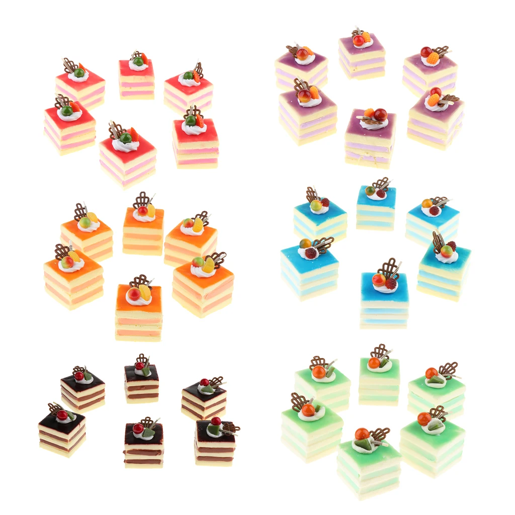

Set of 6 Lifelike Simulation Cake Square Cake Model Home Ornaments