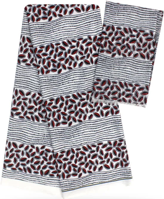 Натуральная шелковая ткань шифоновая 2 + 4 ярдов Африканский Шелковый воск Дубай