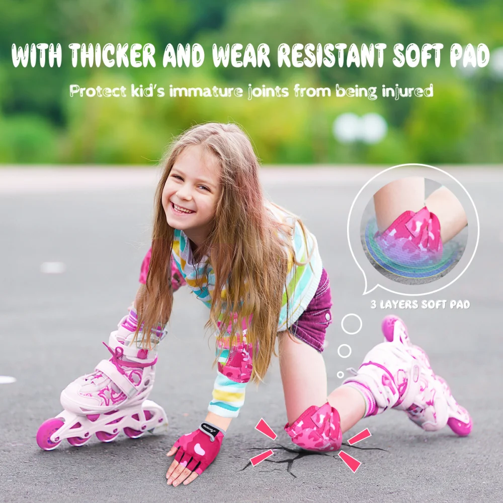 

MOVTOTOP Protective Gear Set Kids Sports Gears Knee Pads Elbow Protective Pads for Riding Cycling Skateboarding Size S/M