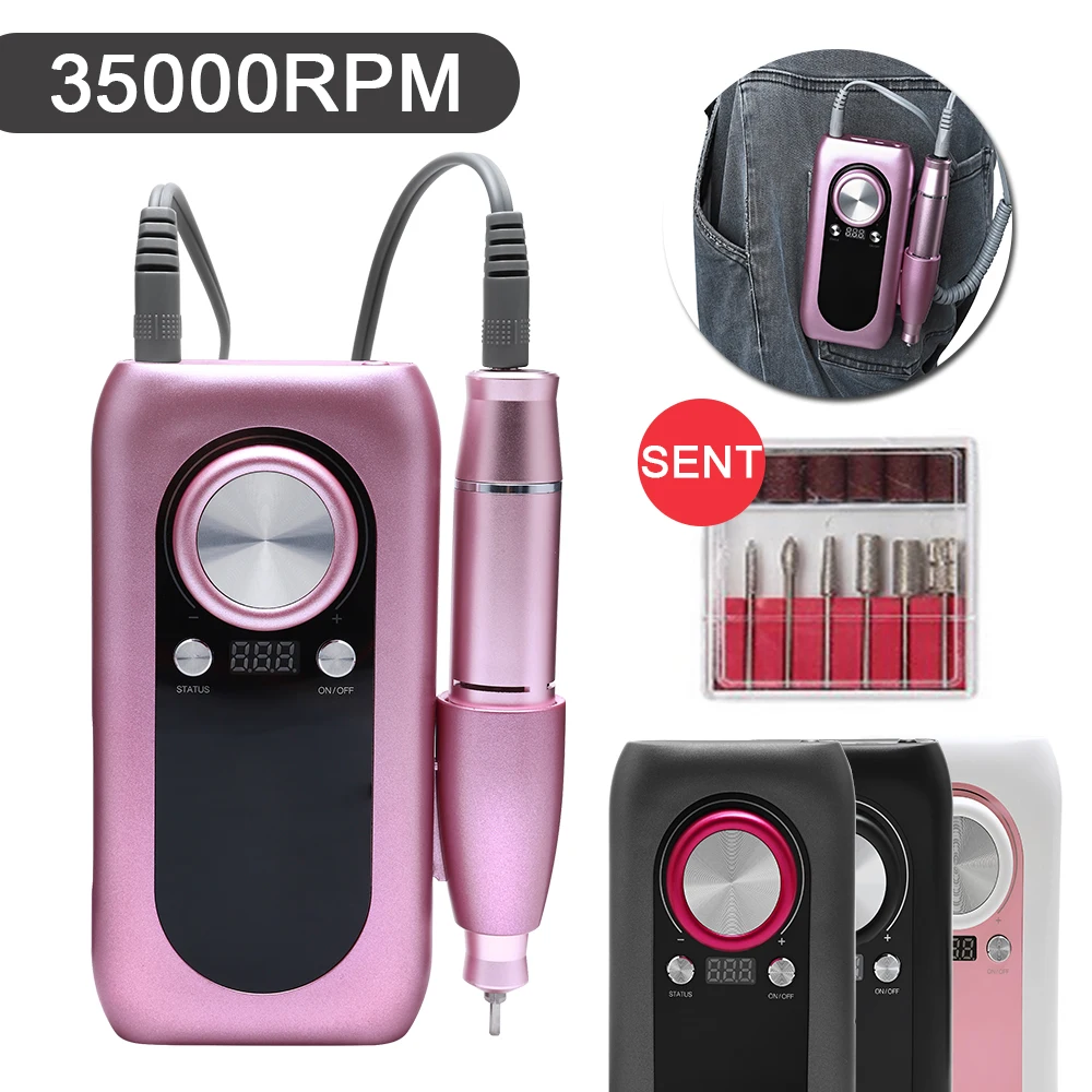 Portable Nail Drill Machine Electric 30000RPM Nail Polisher Cured For All Gel Pedicure Kit File Professional Manicure Set Tools