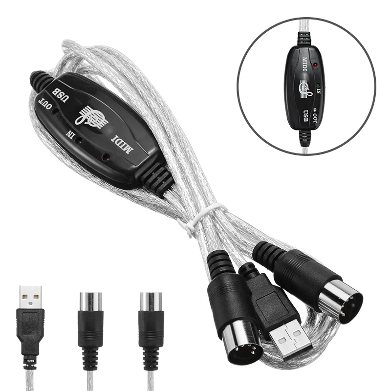 

New Audio Video Cables 1pc 1.8m USB IN-OUT MIDI Interface Cable Converter Professional PC to Music Keyboard Adapter Cord Mayitr