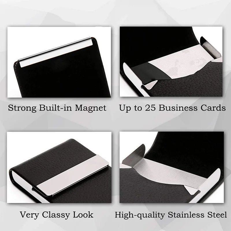 

PU Business Card Holder for Women Men Business Card Case Slim Professional Name Card Holder with netic Shut