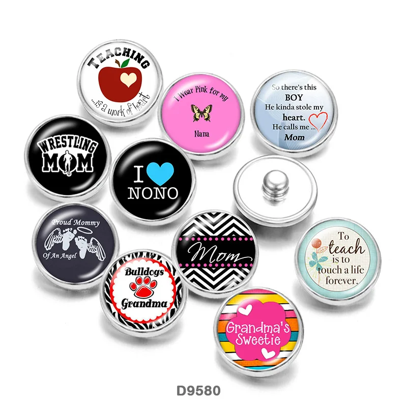

Mom words Glass Cabochons DIY Bracelet glass Snap buttons CD9580