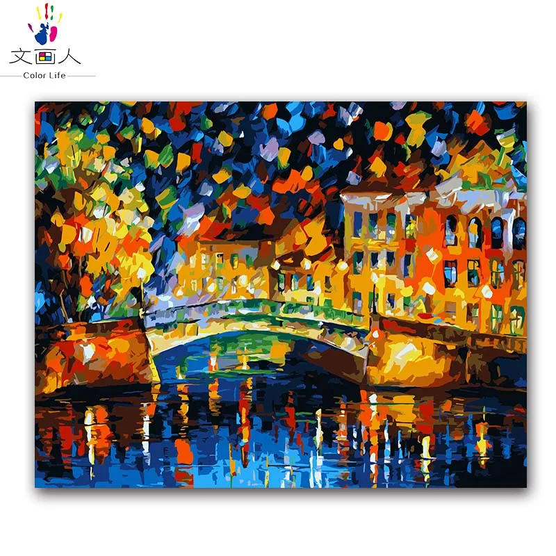 Diy Цифровая живопись по номерам красочные русские улицы вид Романтическая ночь