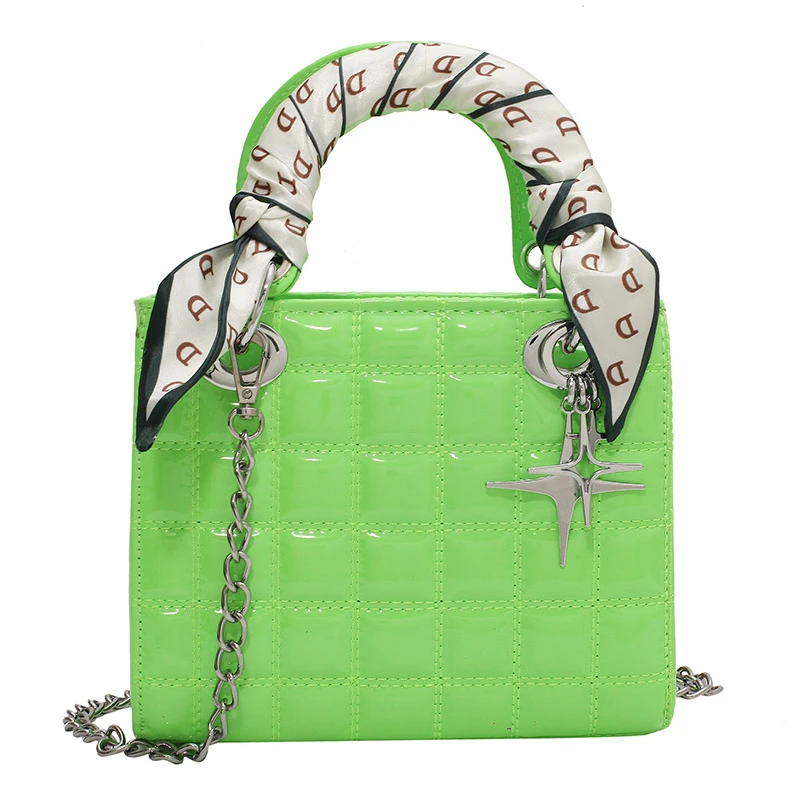 

High Quality Bright Silk Scarf Chain Summer Portable Shoulder Messenger Bag Luxury Designer Handbag Bolso Mujer Sac à Main
