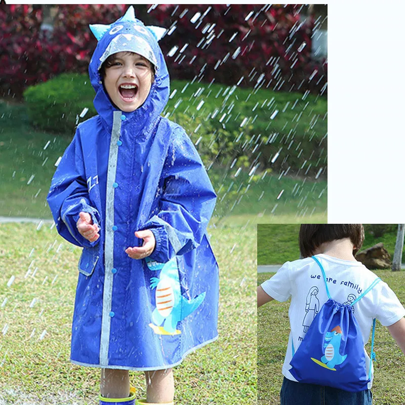 

90-145CM 3D Dinosaur waterproof raincoat for children kids rain coat Jacket boys girls primary school students Rain poncho