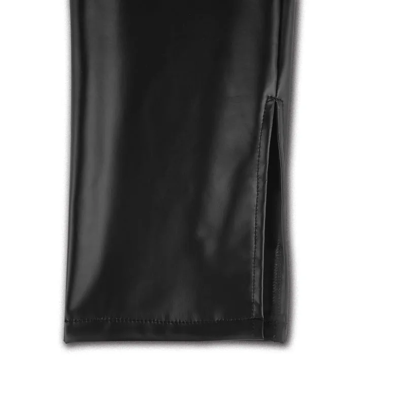 

Plugalong Bodycon Faux Pu Leather Pencil Pants Women High Waisted Trousers Side Split Streetwear Solid Black Casual Y2K Joggers