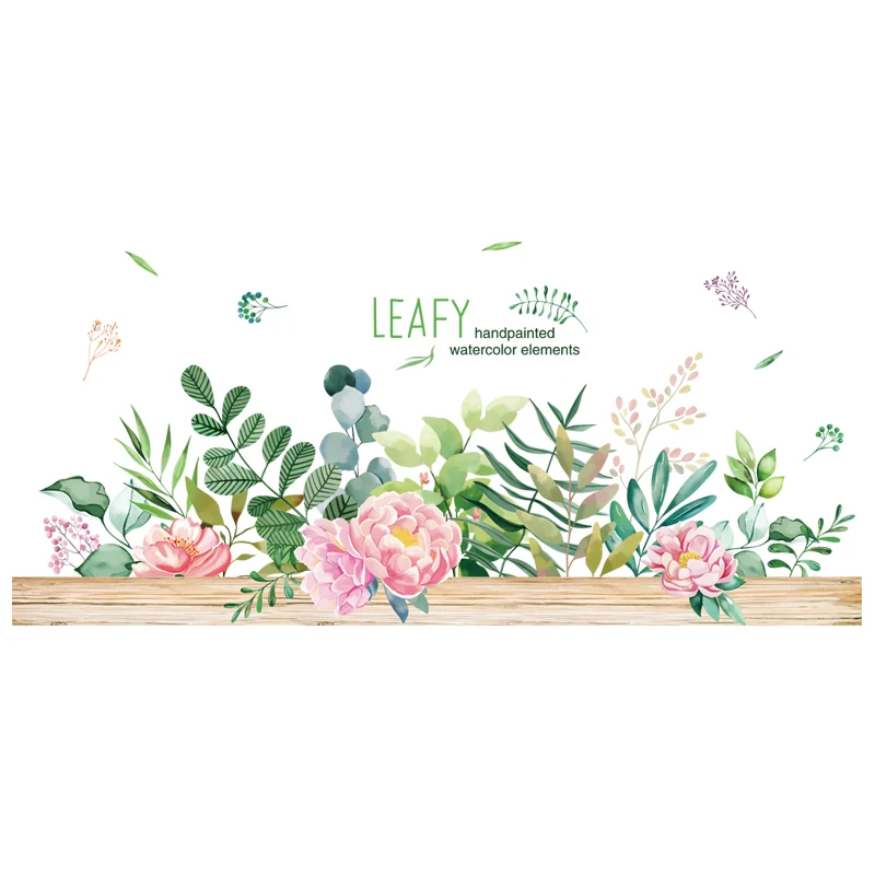 Виниловые наклейки на стену с листьями и травой стикеры сделай сам для цветов