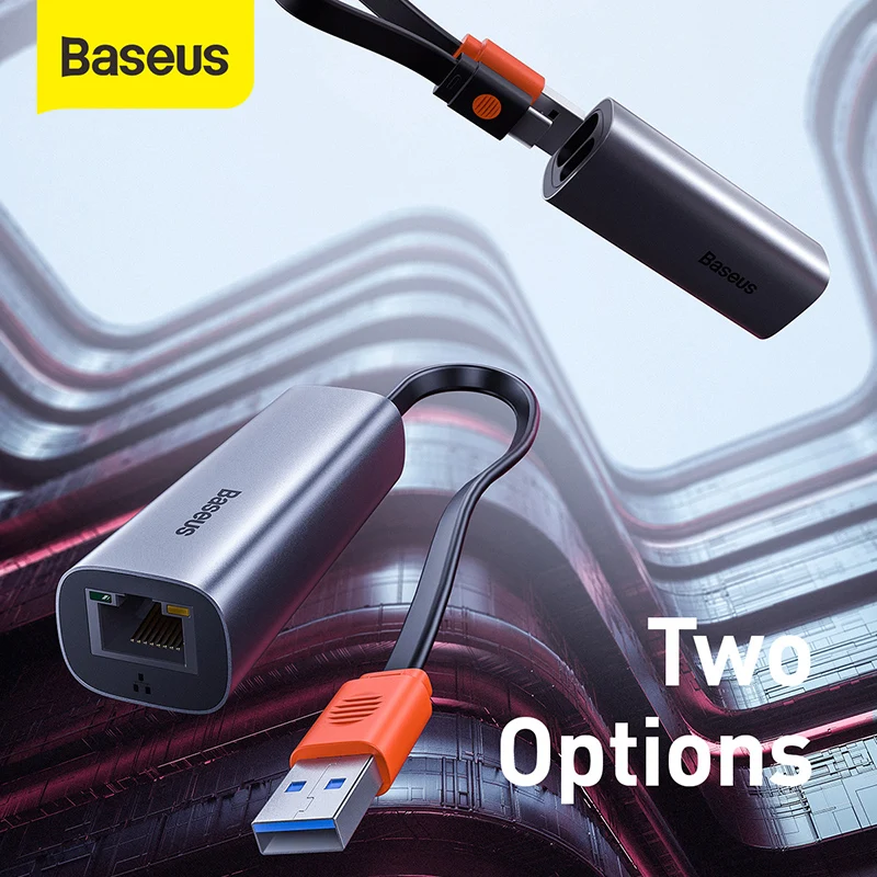 Bidirectional Gigabit LAN адаптер Baseus USB A & Type C без драйвера установка расширение порта Ethernet