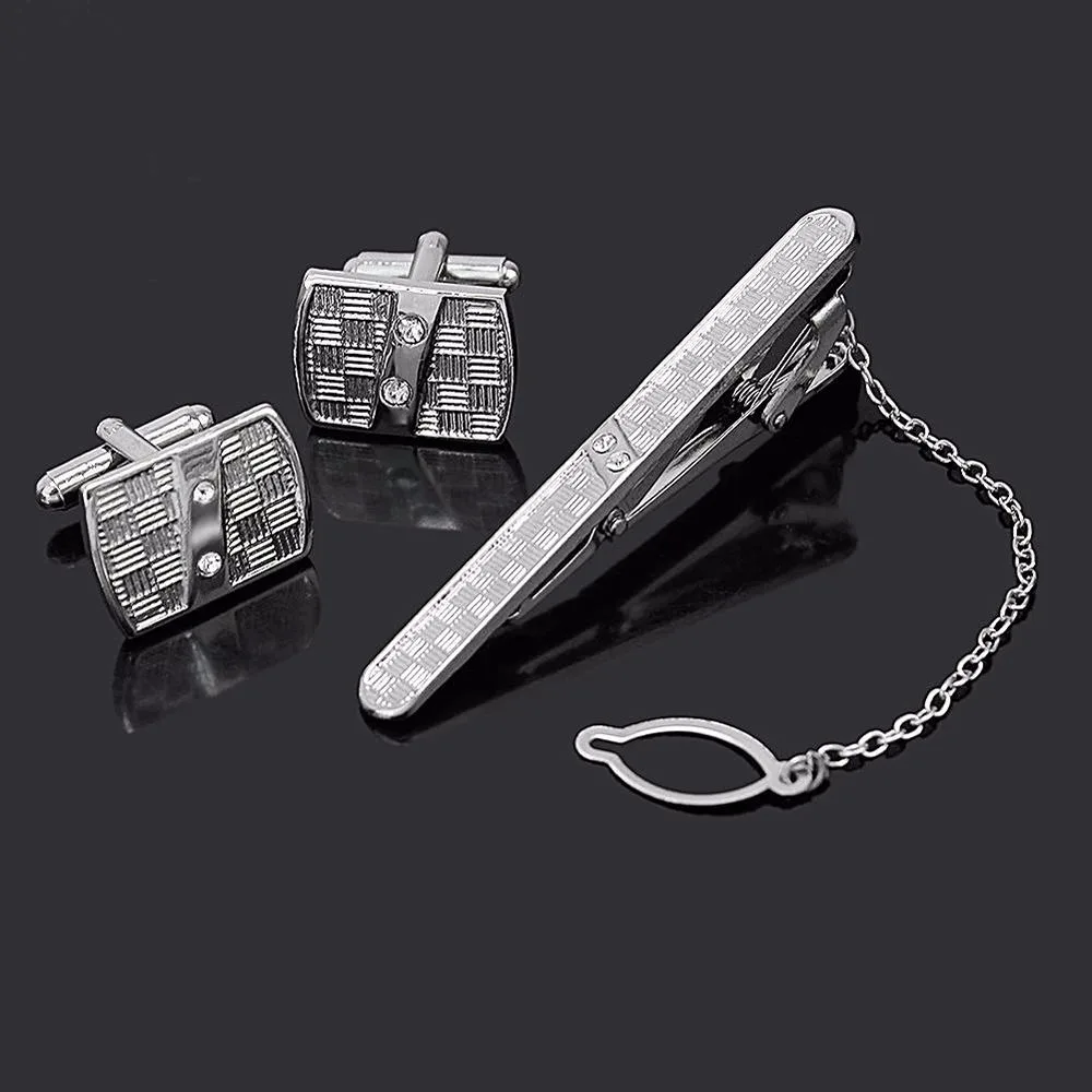 Запонки и зажим для галстука мужские классический узор запонки набор ювелирных