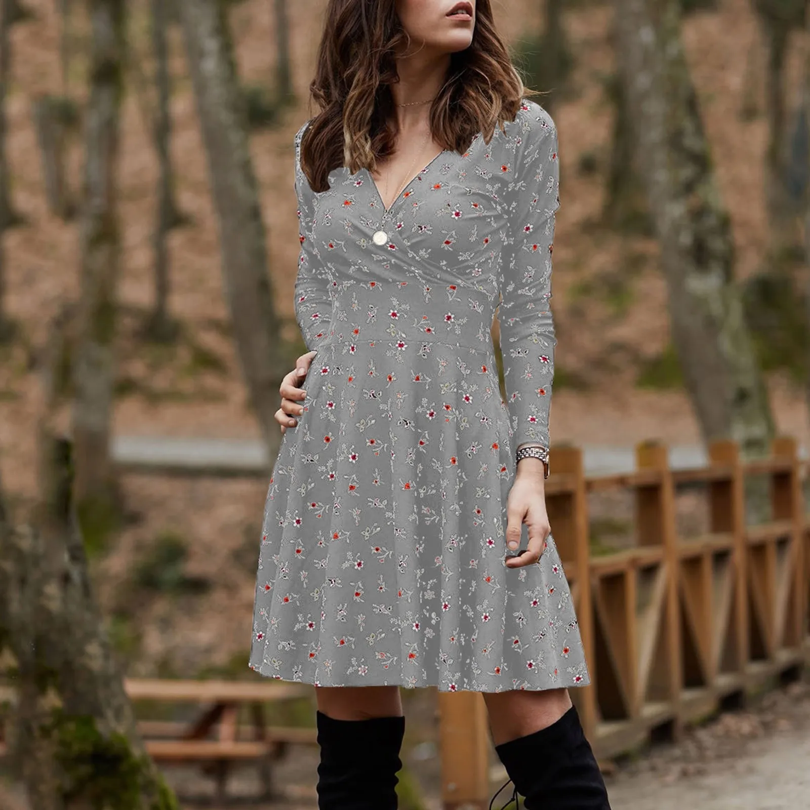 

Women Dresses V Neck Manches Long Sleeve Robe Retro Elegant Party Club Dress Casual Short Print Mini Dress Vestido Dropshipping