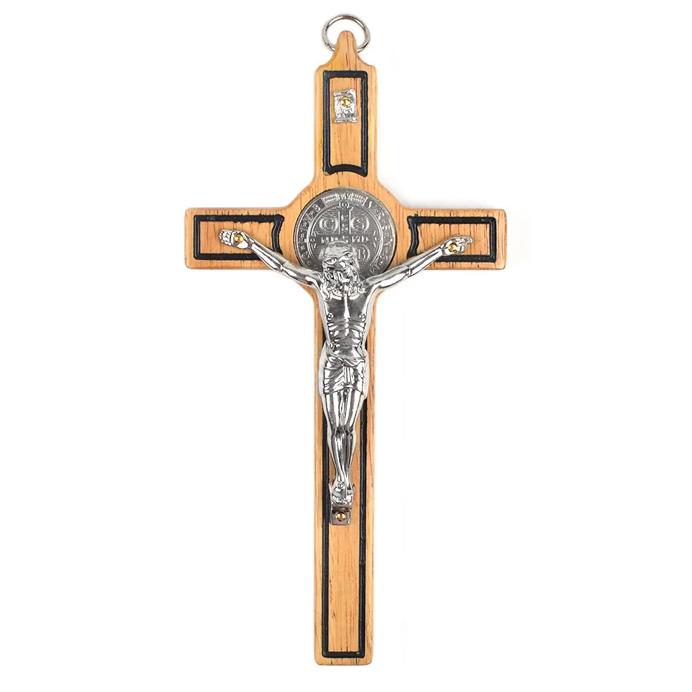 Деревянный распятие Святого Бенедикта католическая религия 200 мм настенное