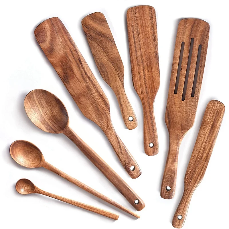 

Wooden Spurtle Set,Wooden Spoons for Cooking, Wooden Utensils for Cooking,Stirring Mixing,Serving,Spurtles Kitchen Tools