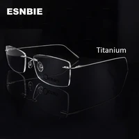titanium rimless rectangle glasses frame for men demo lens square prescription eyeglasses man frameless myopia optical eyewear