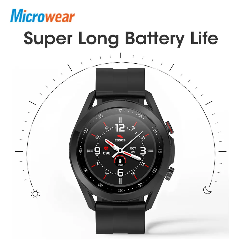 2021 Microwear L19 Смарт часы IP68 Водонепроницаемый ЭКГ вызовов через Bluetooth крови Давление