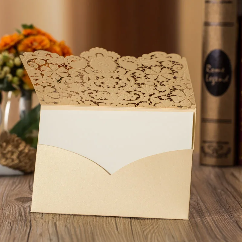 (10 шт./лот) Классическая лазерная резка свадебные пригласительные открытки с