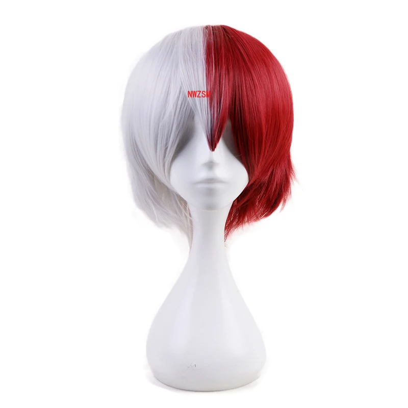 My Hero academic шото Тодороки Shouto белый красный короткий парик косплей костюм Boku no
