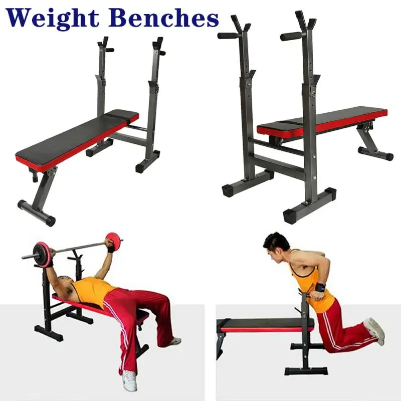 

Adjustable Dumbbell Squat Rack Weightlifting Bed Foldable Recliner Cushion Fitness Weight Bench Household Barbell Bracket FR