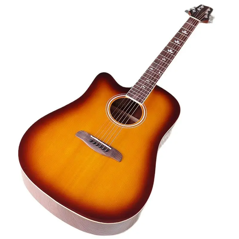 

High Gloss 41 Inch Sunburst Color Folk Guitar Acoustic 6 Strings 20 Frets Left Hand Cutaway Design Spruce Top Sapele Back&Side