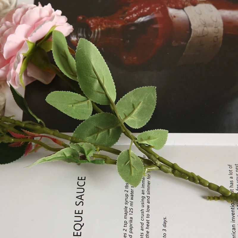 

LuanQI 3Head Peony Artificial Flowers Silk Rose Camellia Fake Floral Holding Bouquet For Home DIY Garden Wedding Decorations