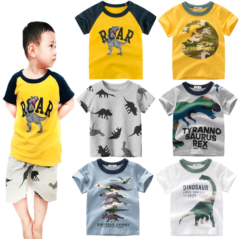 

Children's short sleeve T-shirt cotton dinosaur T-shirt boys and girls top shirt children's T-shirt summer T-shirt