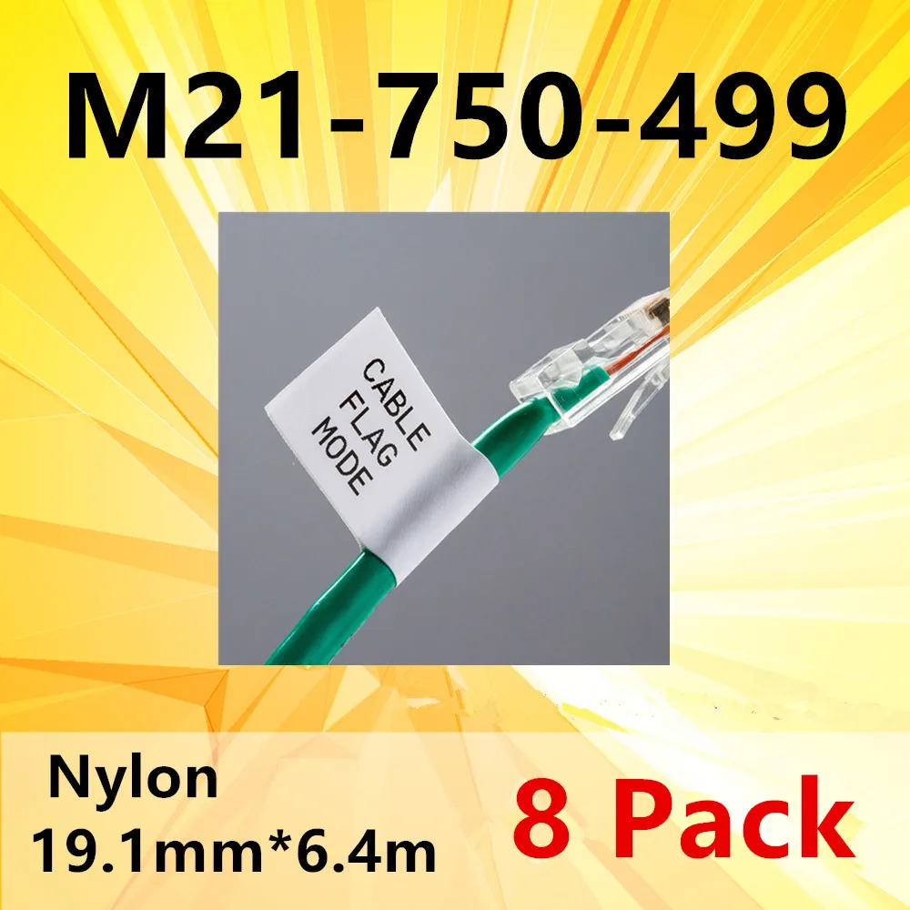 

8PK Bmp21 M21-750-499 High Adhesion Label Tape Black On White Nylon film Compatible for BMP21 Plus ID PAL LABPAL Label Maker