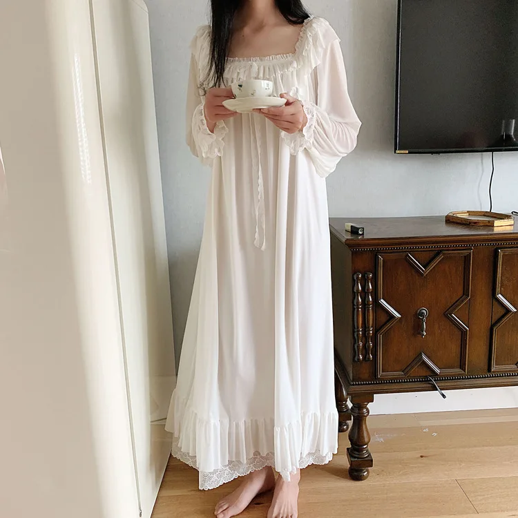 Ночная рубашка из хлопка 2020 Новая Элегантная ночная осенняя Пижама с рукавами