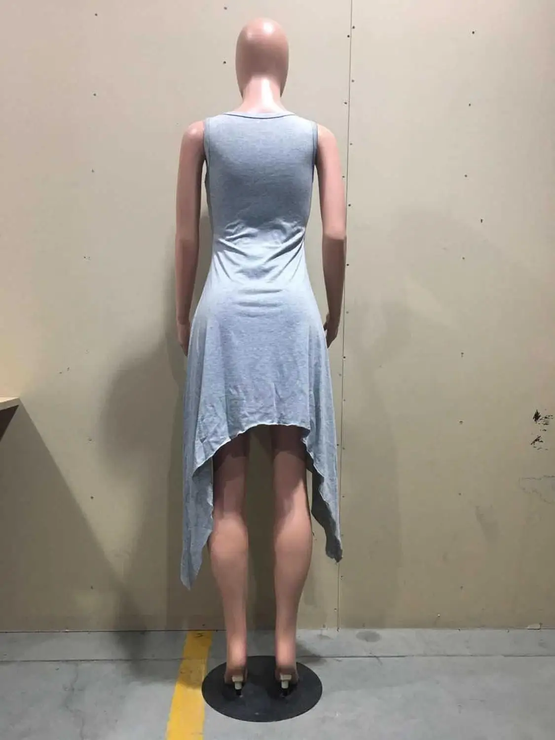 

European summer new casual loose dress fashion solid color U-neck sleeveless women's vest skirt