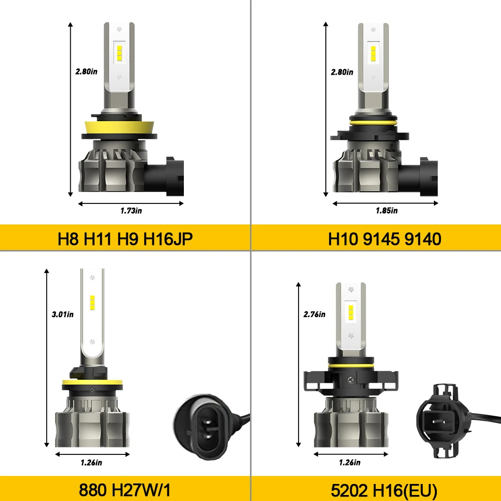 

AUXITO 2x H11 H8 H16 LED Fog Light Bulbs H10 9145 5202 CSP LED Chips H27 880 LED 6500K White for Fog Lamp Daytime Running Lights