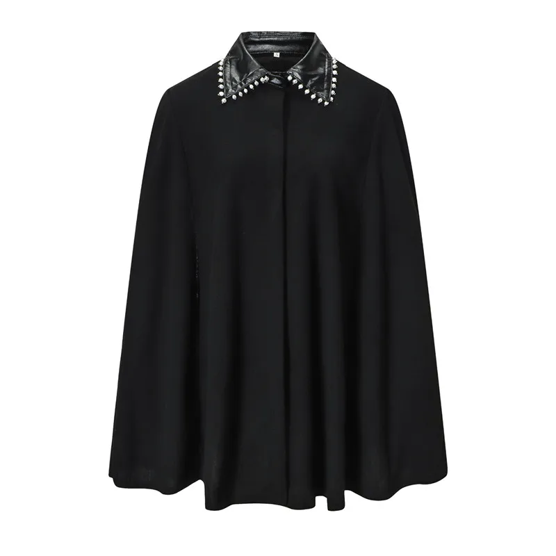 New Design Women Poncho Jacket Cloak Coat Turn-Down Cape Blazer Spring Autumn Elegant Mock Classy |