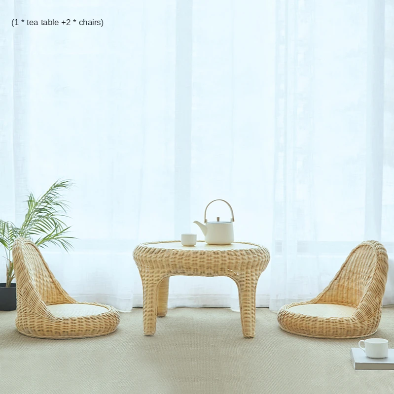 

Modern Minimalist Balcony Bay Window Small Coffee Table Household Japanese Style Bay Window Table Rattan Tea Table