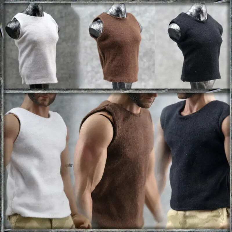 

Kinds of 4 1/6th Men's Sleeveless T-shirt Vest model For 12" Male Figure Doll