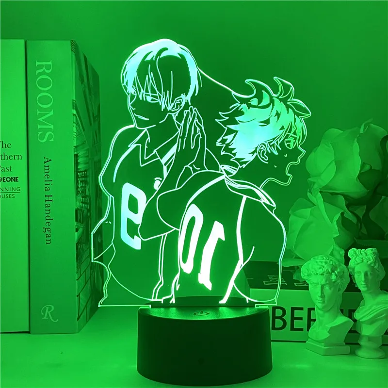 Аниме Haikyuu Hinata Shoyo и кагеяма тобио фигурка 3D ночной Светильник s светодиодный Манга подарок общежития