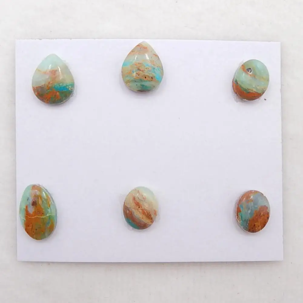 Atacado Pedra Preciosa Natural Azul Opala Moda Jóias Colar Cabochons 12x10x4mm10x8x4mm2.8g 6 Pçs