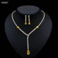 funmode luxury water drop necklace earring full jewelry set for women wedding collection set wholesale fs210