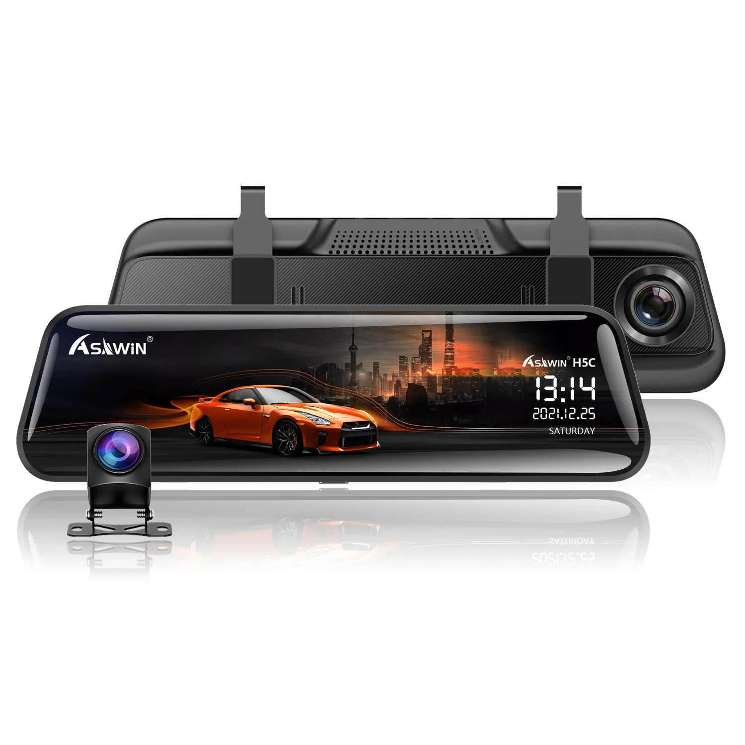 $83.88 Asawin H5C 1080P 10 Inch Mirror Dashcam  Dual Lens Car DVR Touch IPS RearView  Car Camera  Video Recorder Support Rear View Lens