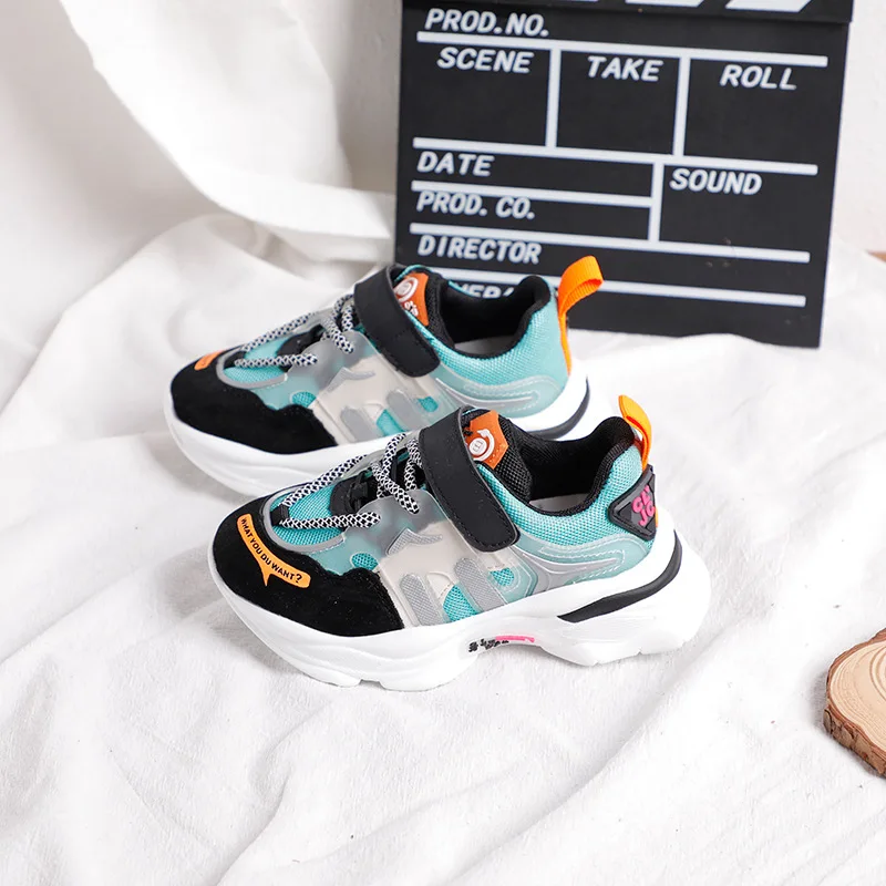 Spring Kids Sport Sneakers Children Chunky Baby Girls Green Genuine Leather Shoes Boys Brand Casual Trainers | Детская одежда и
