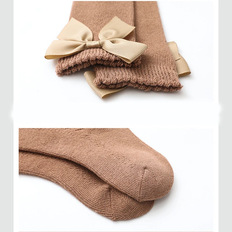 Calcetines de verano para ni&ntilde;as peque&ntilde;as, con lazo calcet&iacute;n largo hasta la rodilla, malla de algod&oacute;n suave, estilo espa&ntilde;ol, transpirables, de 0 a 6 a&ntilde;os-4