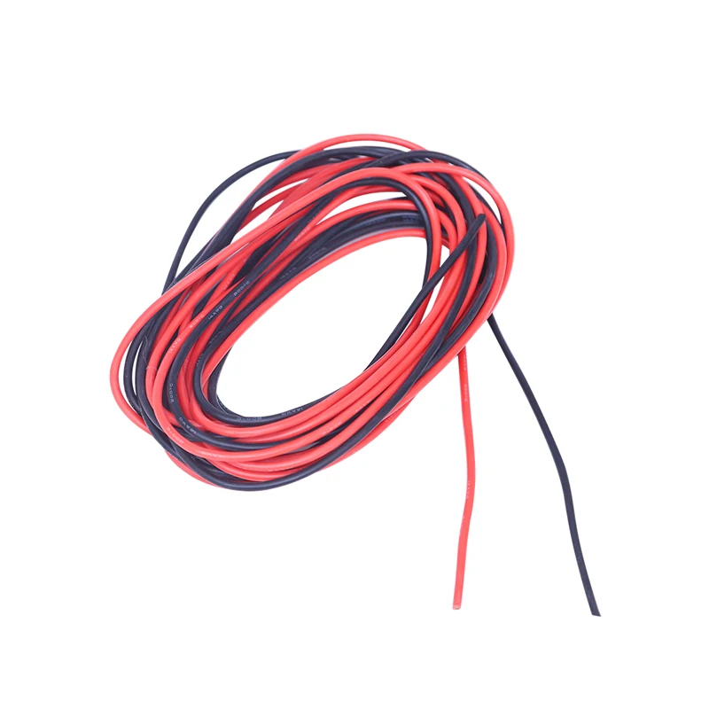 Мягкий термостойкий силиконовый кабель 8 10 12 14 16 18 20 22 24 AWG м (5 красный и 5 черный