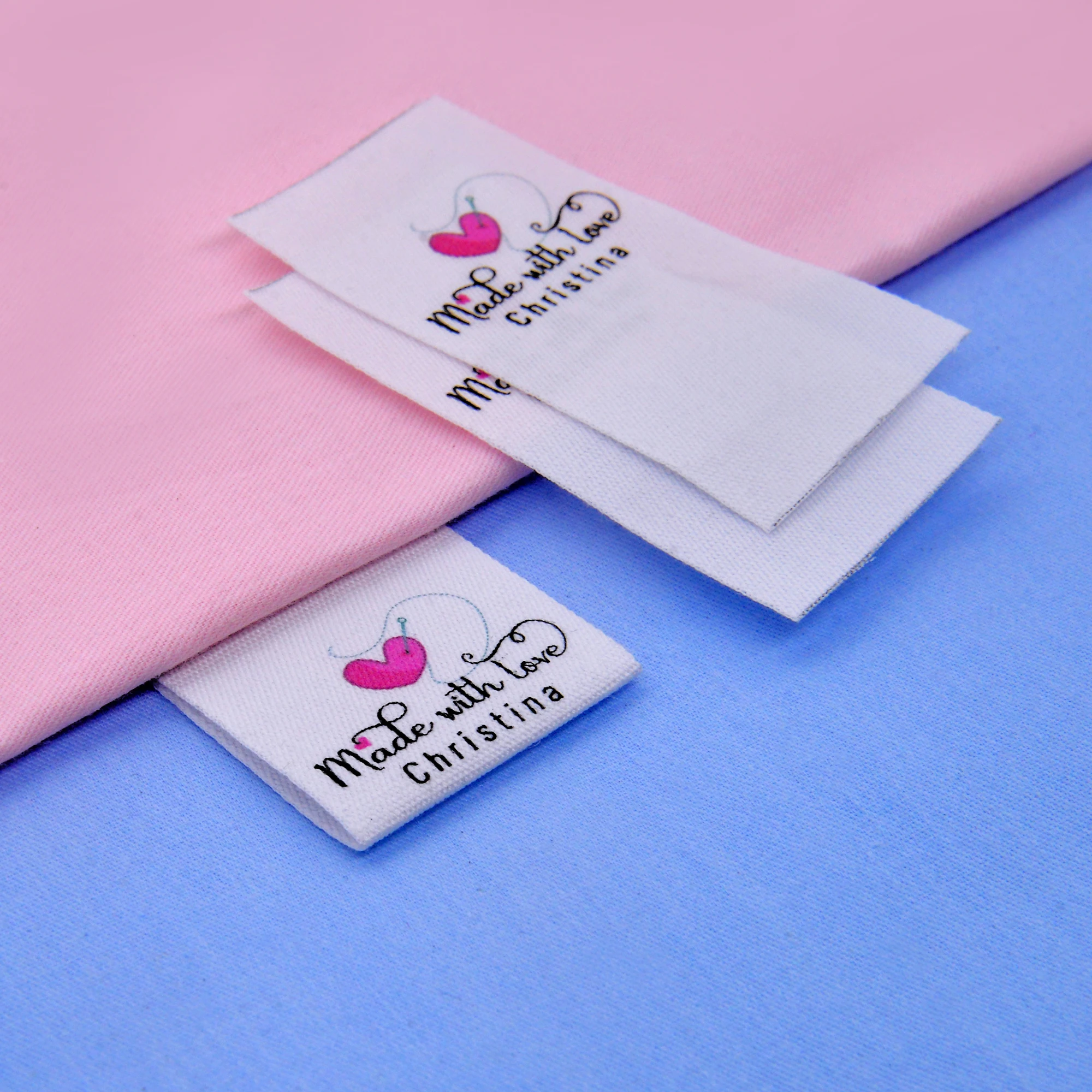 

Custom Sewing label, Logo or Text - fold Tags, Personalized Brand , Printing Labels, sew on label (FR080)