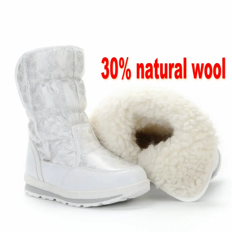 Женские зимние ботинки BUFFIE белые на искусственном меху с противоскользящей