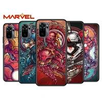 captain america iron man for xiaomi redmi note 10 10s 9 9t 9s 9pro max 8t 8pro 8 7 6 5 pro 5a 4x 4 soft black phone case