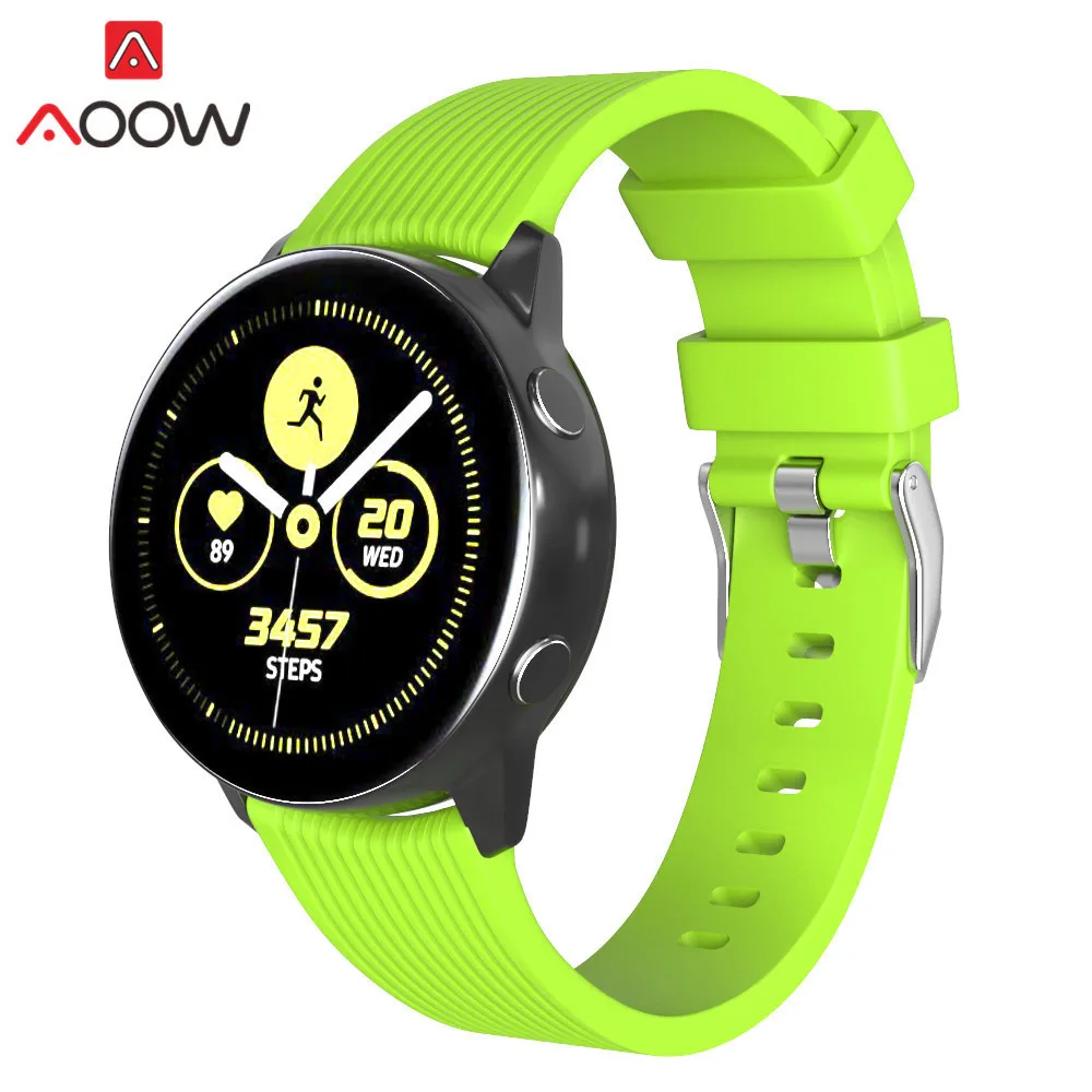 20 мм силиконовый ремешок для часов samsung Galaxy Watch Active 42 мм gear S2 SM-R810 SM-R500 полосатый резиновый спортивный браслет