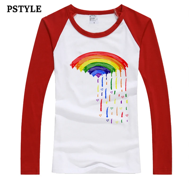 Pstyle lgbt футболки женская футболка с длинным рукавом реглан Женская harajuku camisas mujer