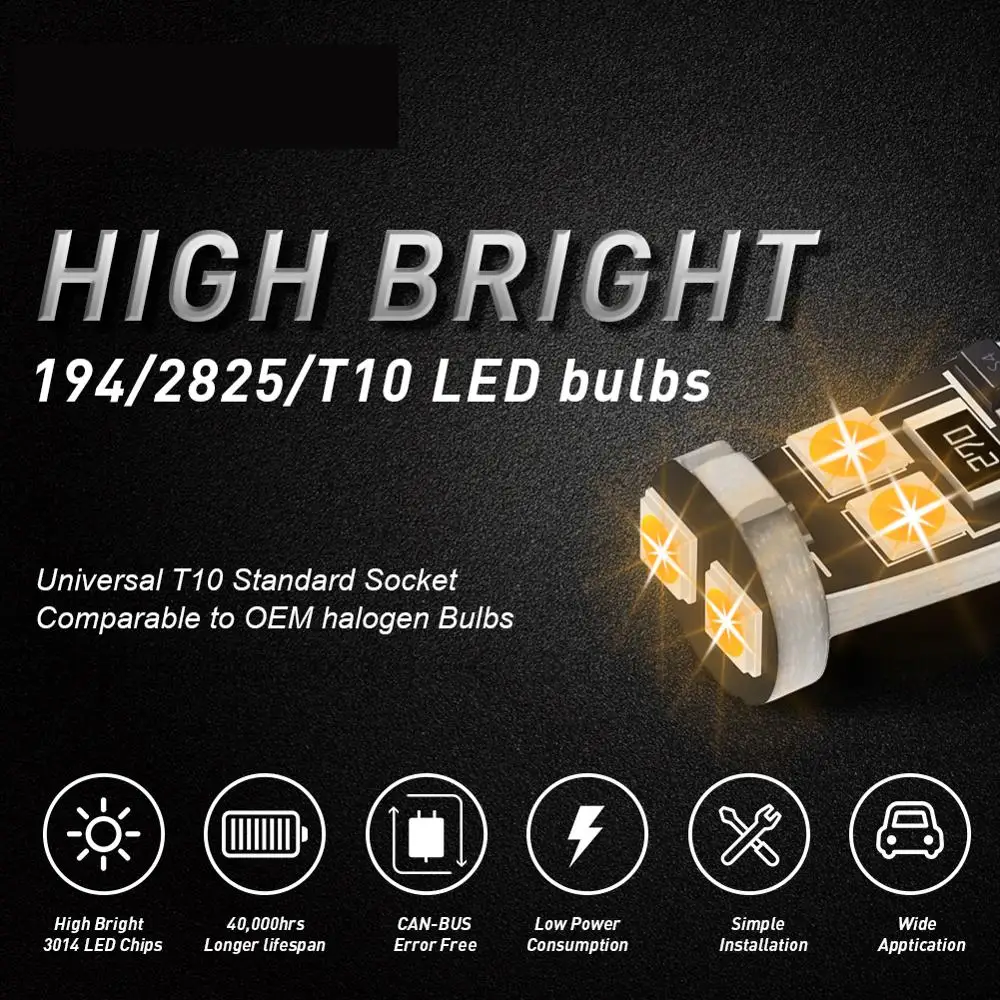 10x194 168 T10 W5W светодиодный 6SMD Canbus Error Free ламп супер яркий 3030 автомобильные